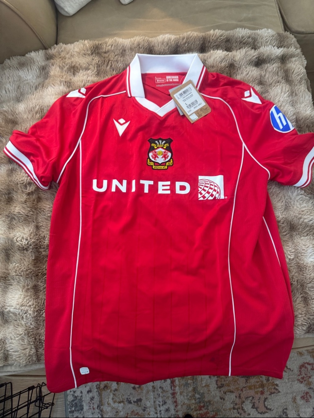 NWT WREXHAM Red and White Soccer Jersey
